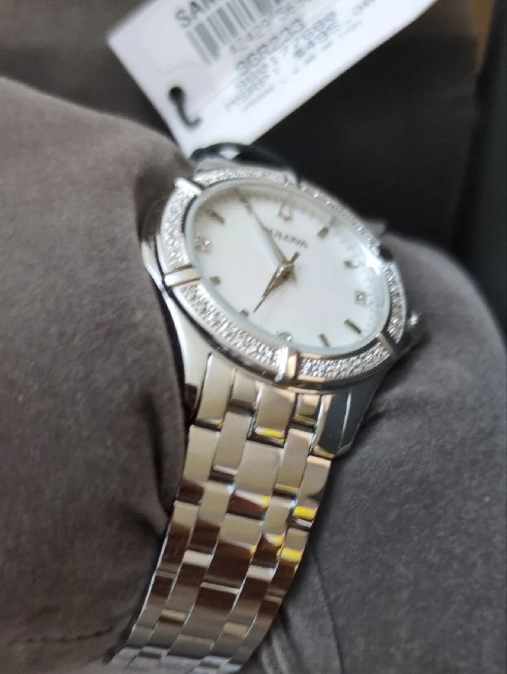 Bulova Silver-Tone Women's Crystal Accent Watch with White Dial